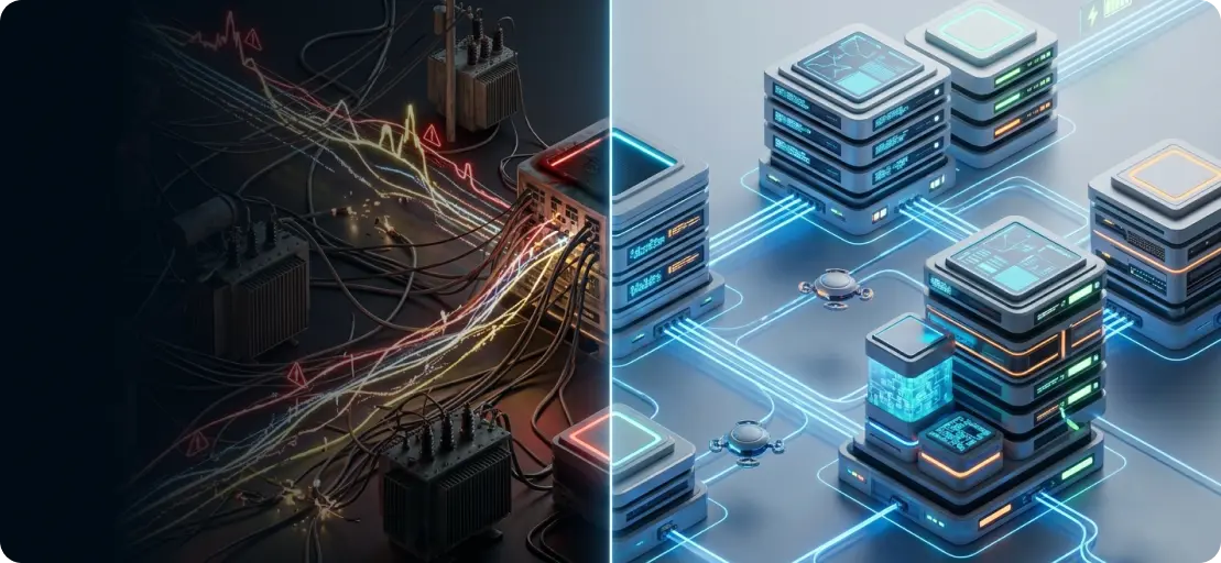 Illustration for energy grid volatility and utility data challenges
